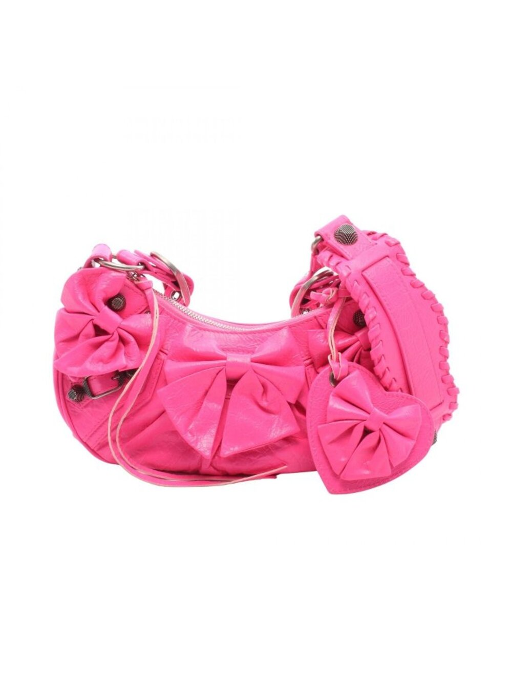 Balenciaga Shoulder Bag Buckle Cagole Ribbon Pink Leather XS